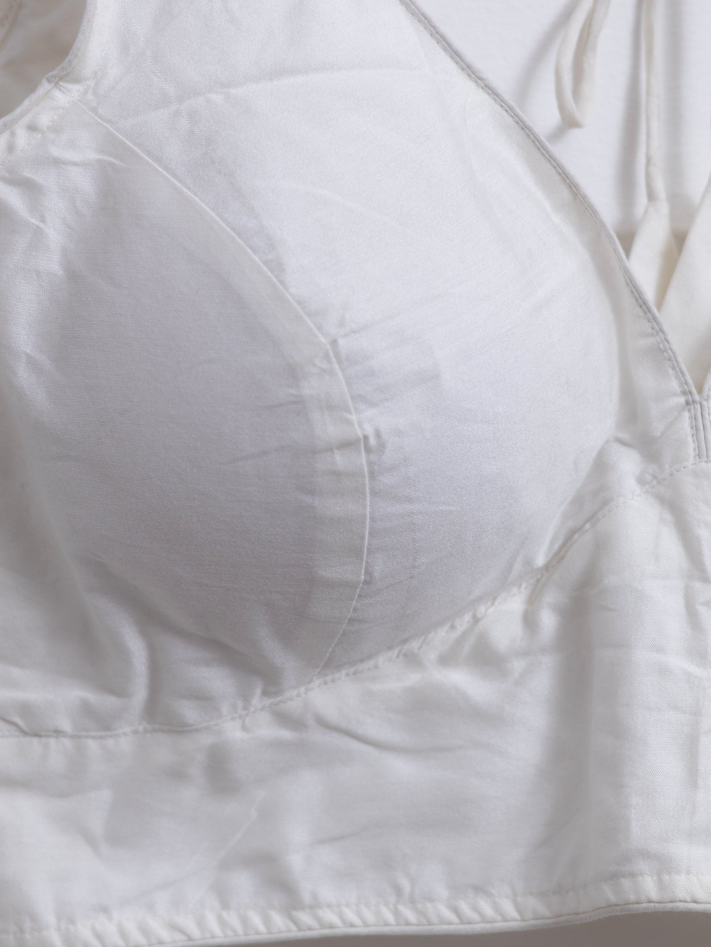 Semi silk sleeveless plain blouse for sarees - white-B122