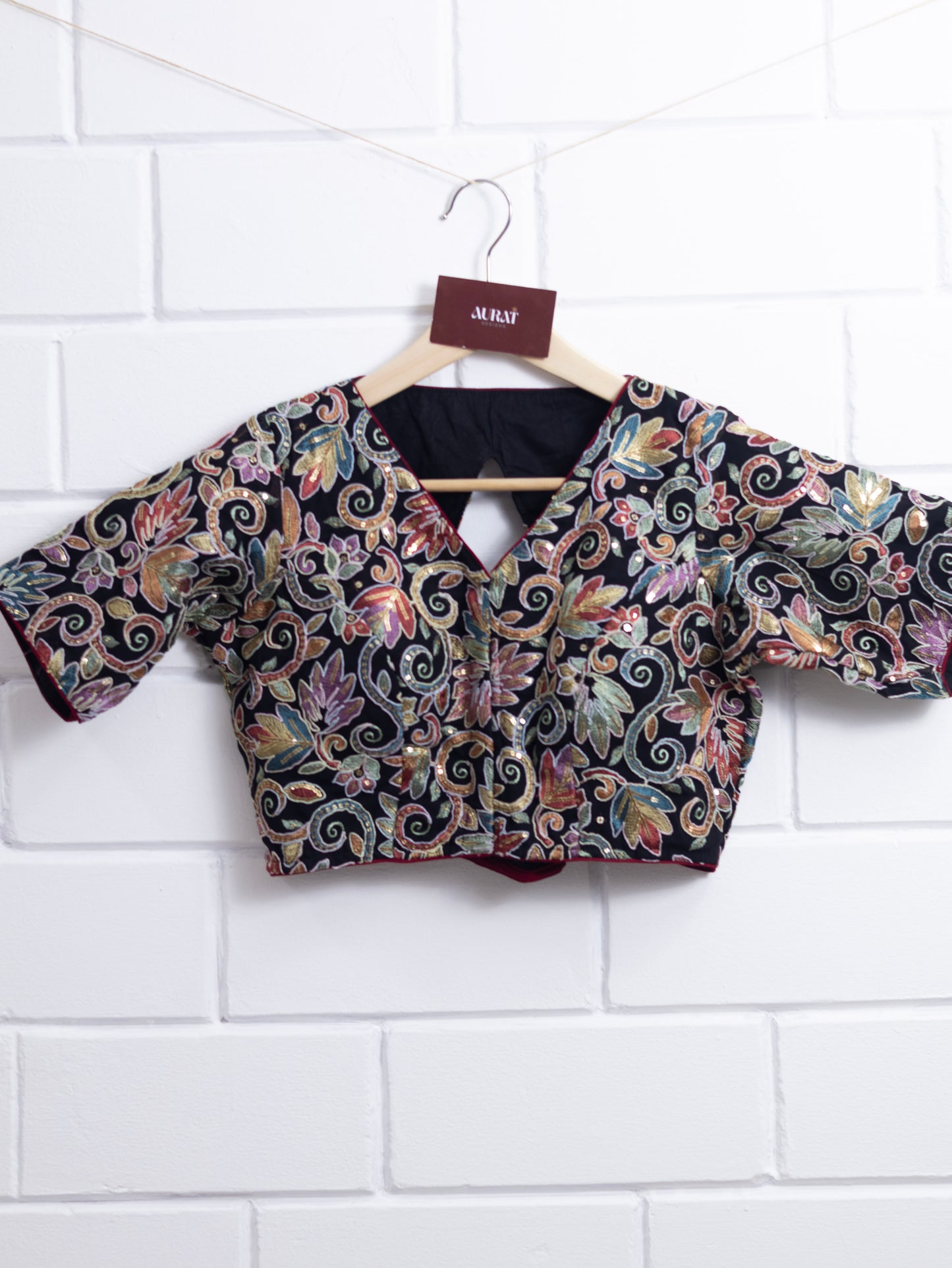 Silk designer blouse for sarees - black-B141