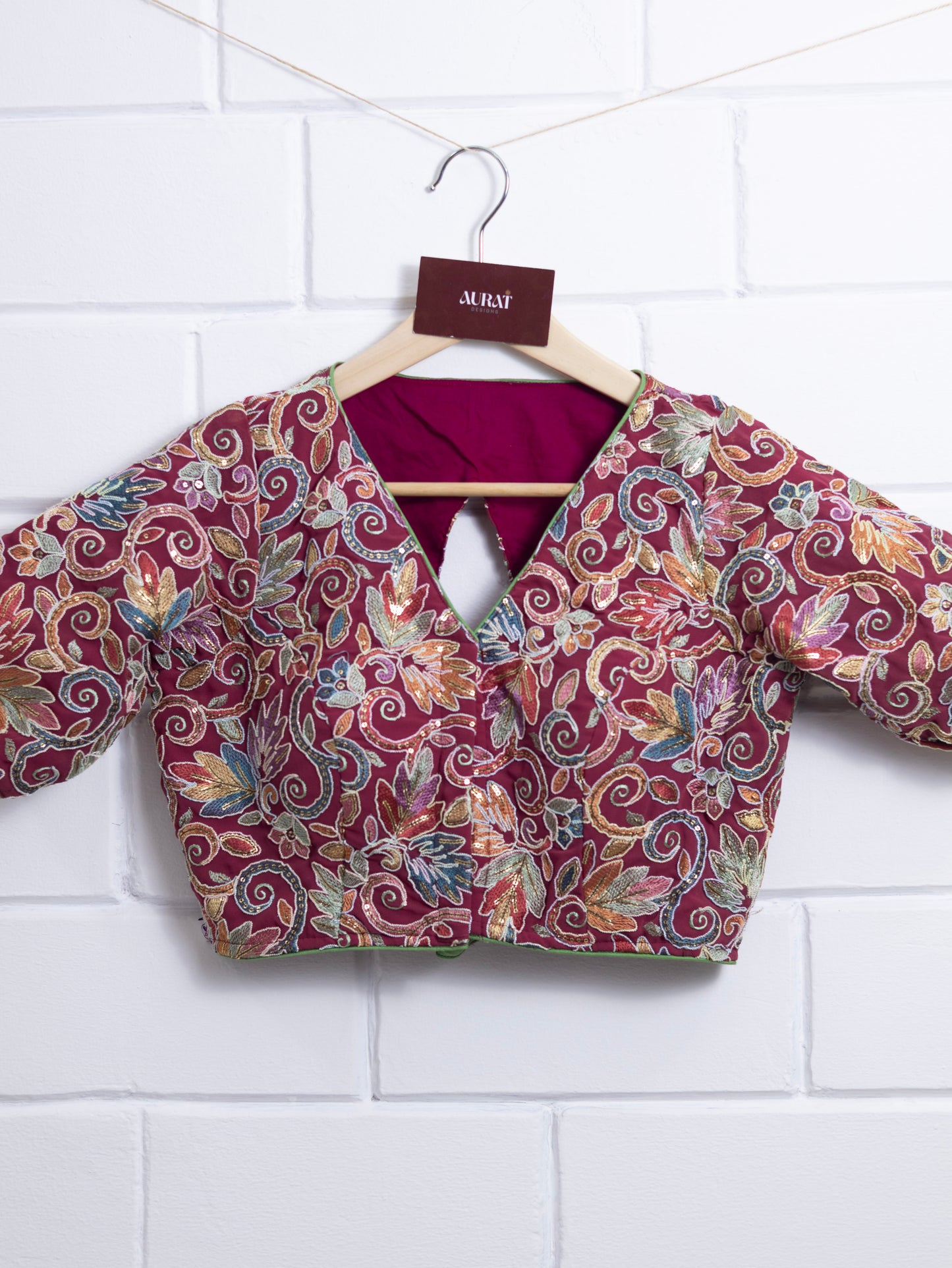 Silk designer blouse for sarees - maroon-B140