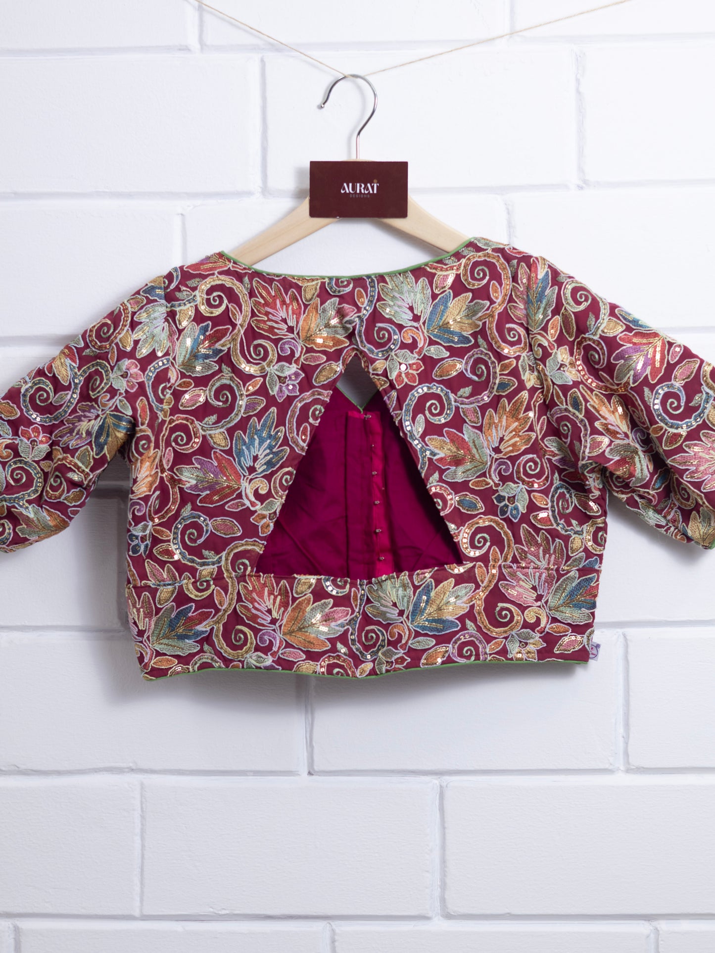 Silk designer blouse for sarees - maroon-B140