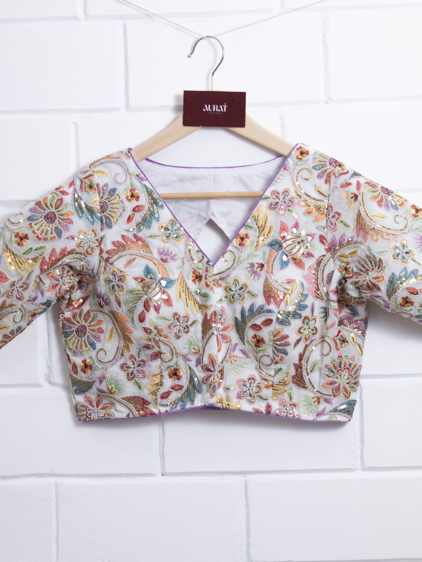 Silk designer blouse for sarees - off white-B139