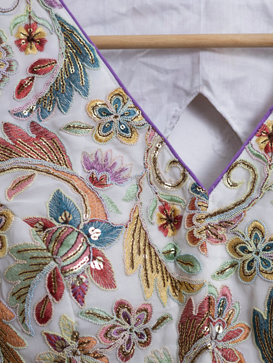 Silk designer blouse for sarees - off white-B139