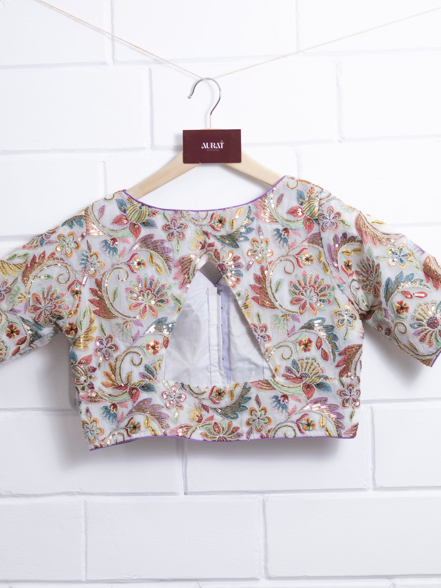 Silk designer blouse for sarees - off white-B139