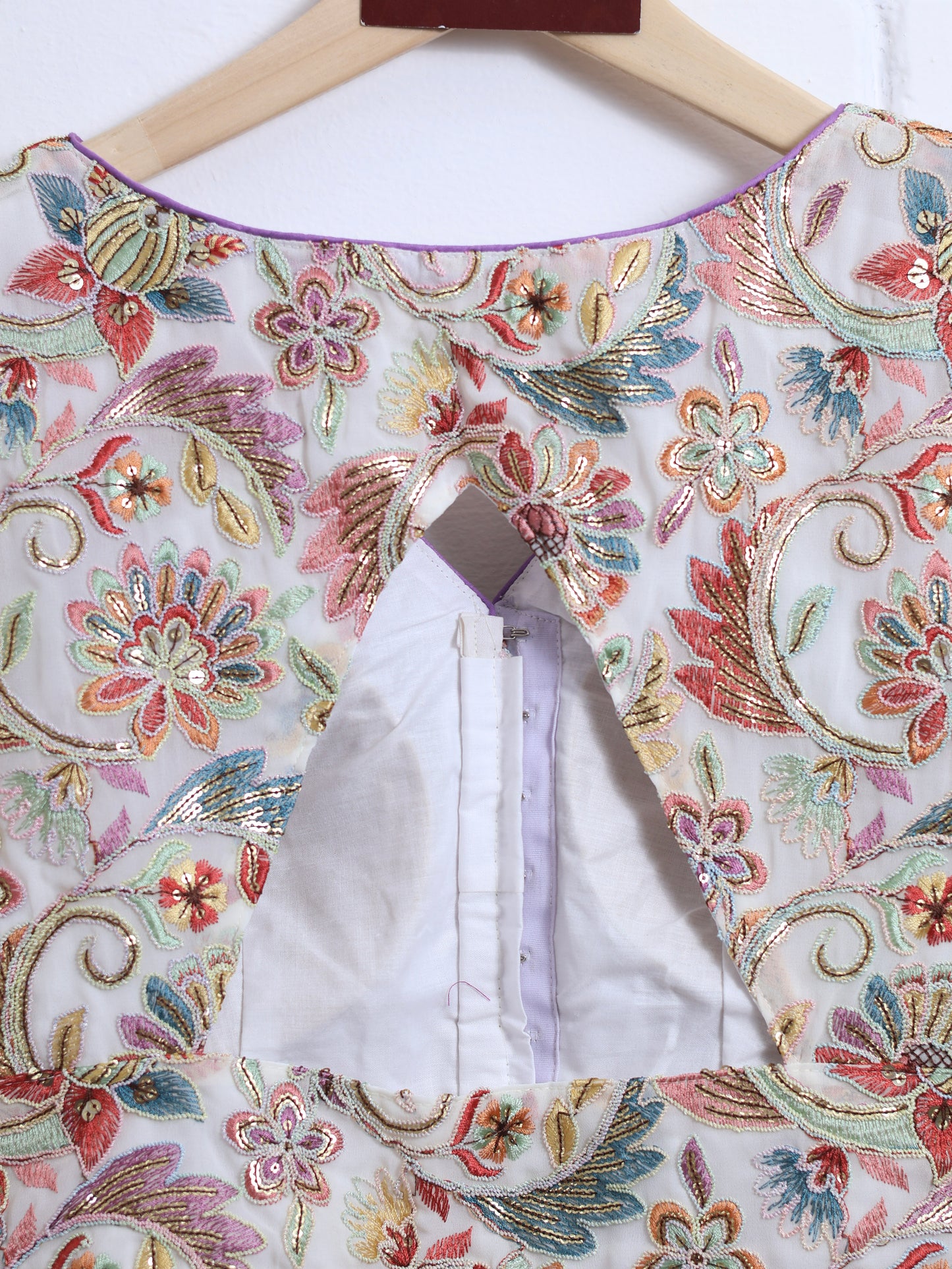 Silk designer blouse for sarees - off white-B139