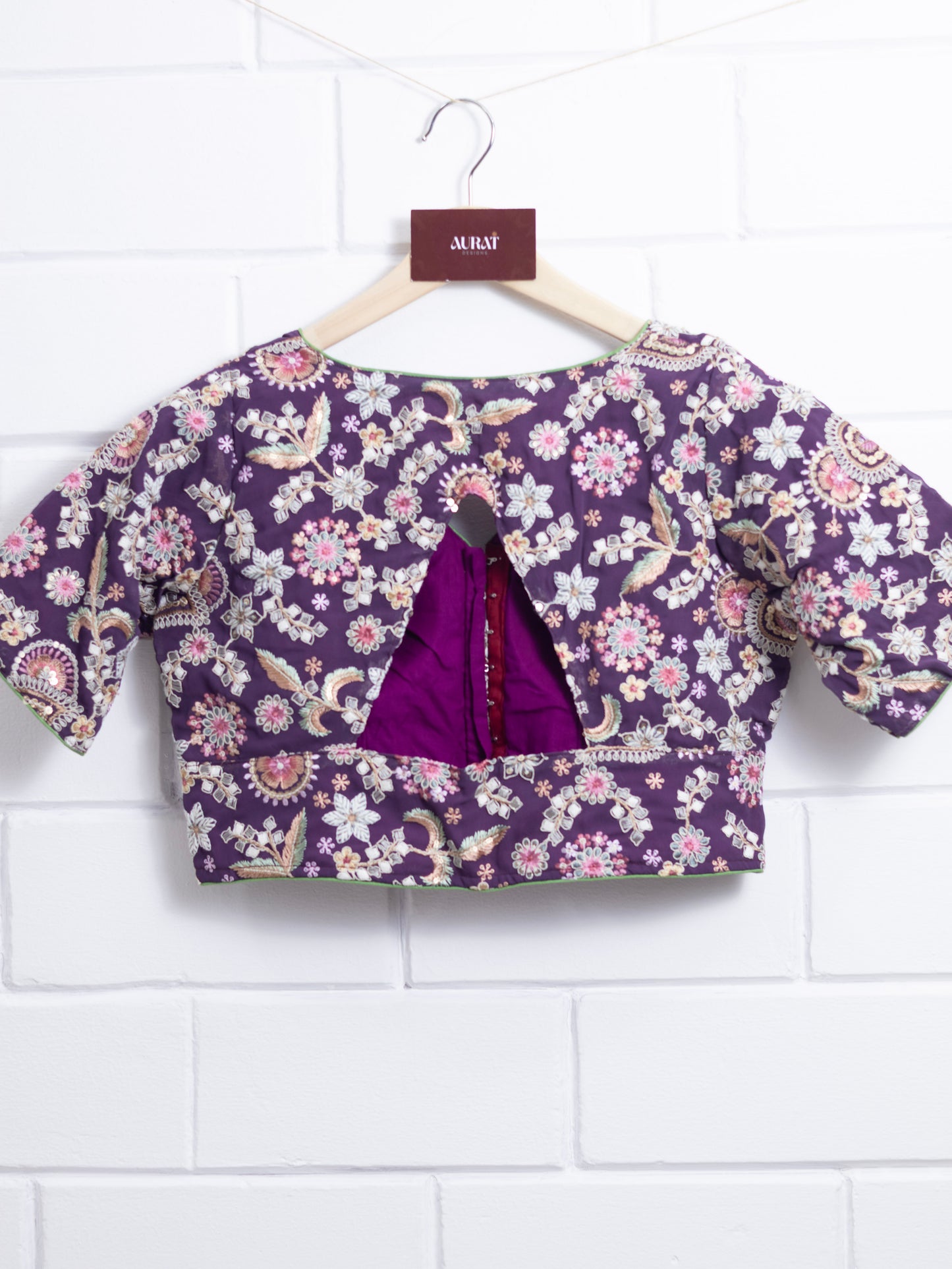 Silk designer blouse for sarees - lavender-B138