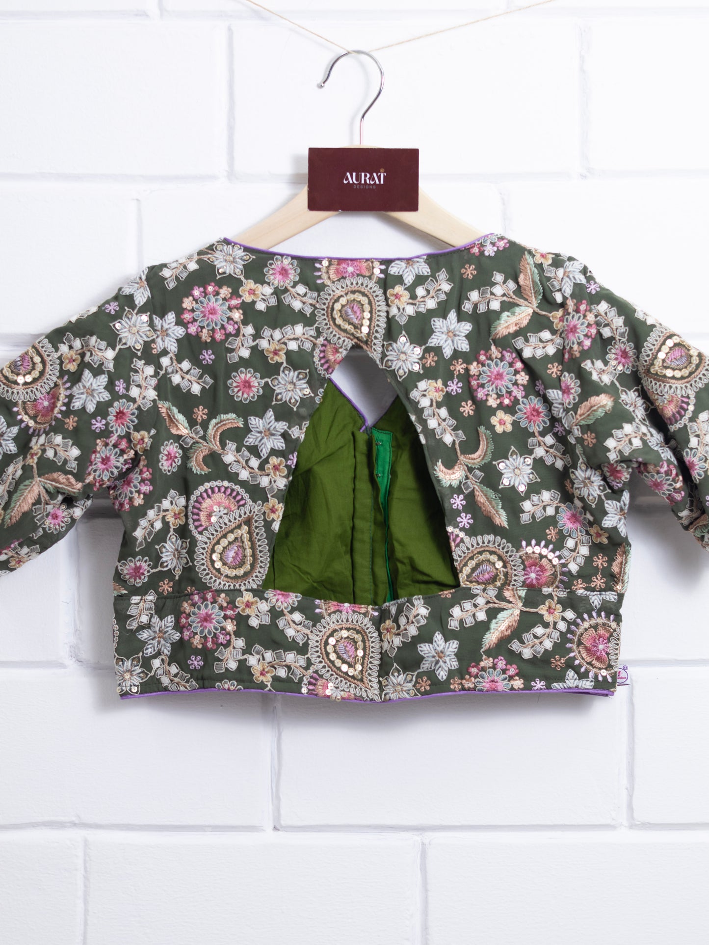 Silk designer blouse for sarees - green-B137