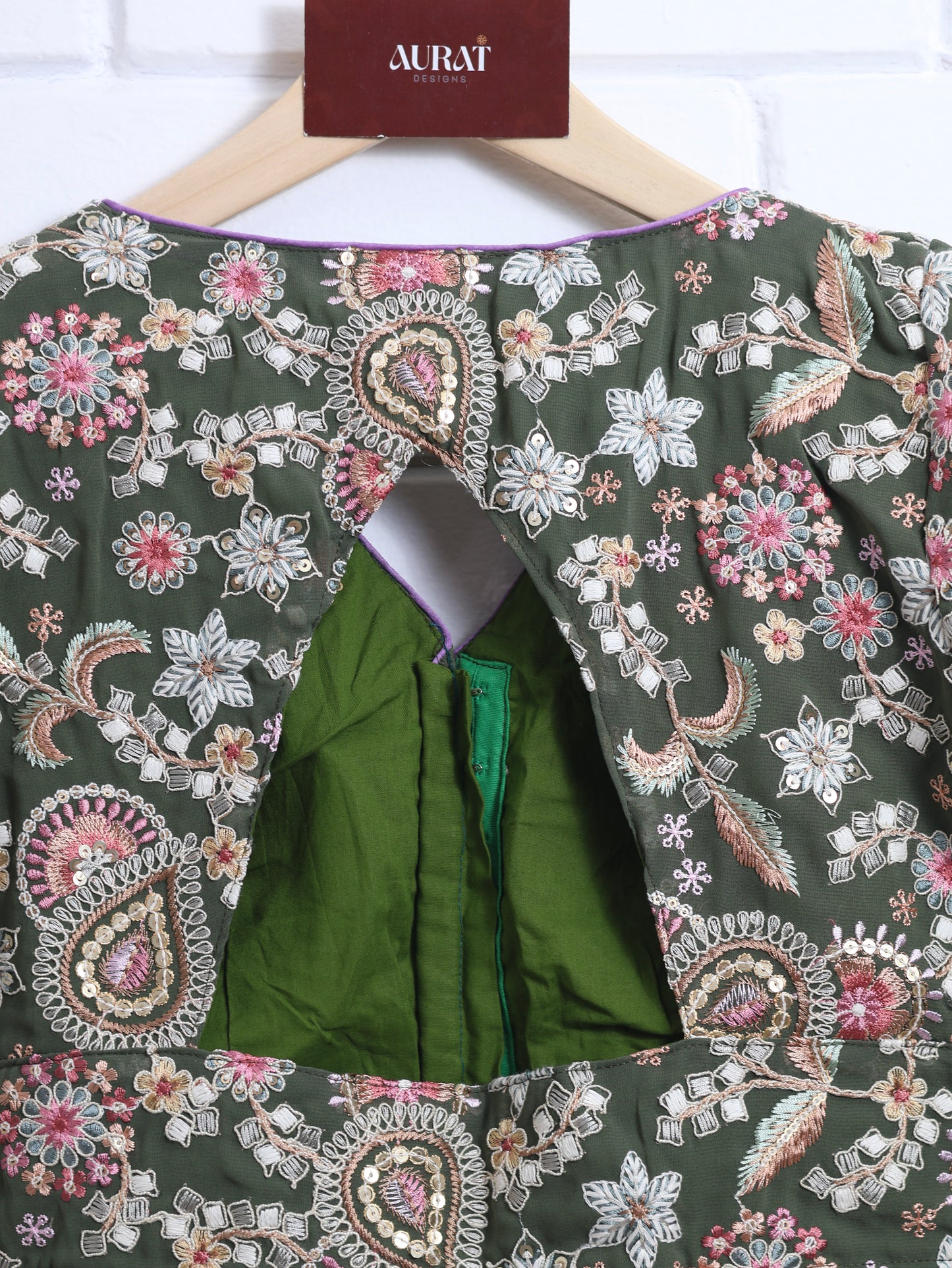 Silk designer blouse for sarees - green-B137