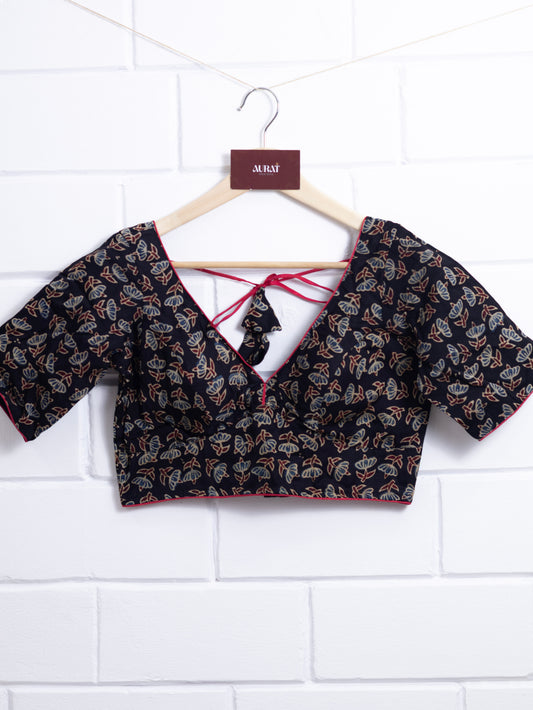 Modal silk  ajrakh ready made blouse-B102