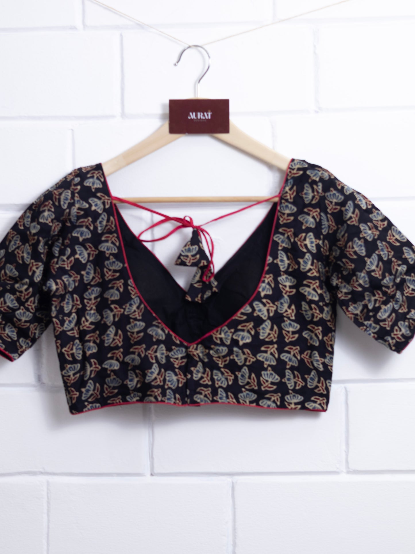 Modal silk  ajrakh ready made blouse-B102