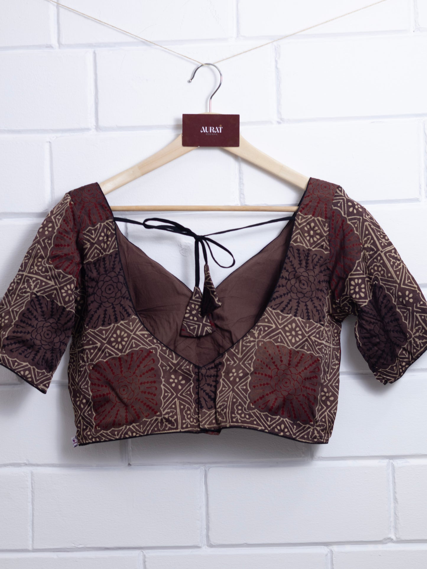 Modal silk  ajrakh ready made blouse-B103