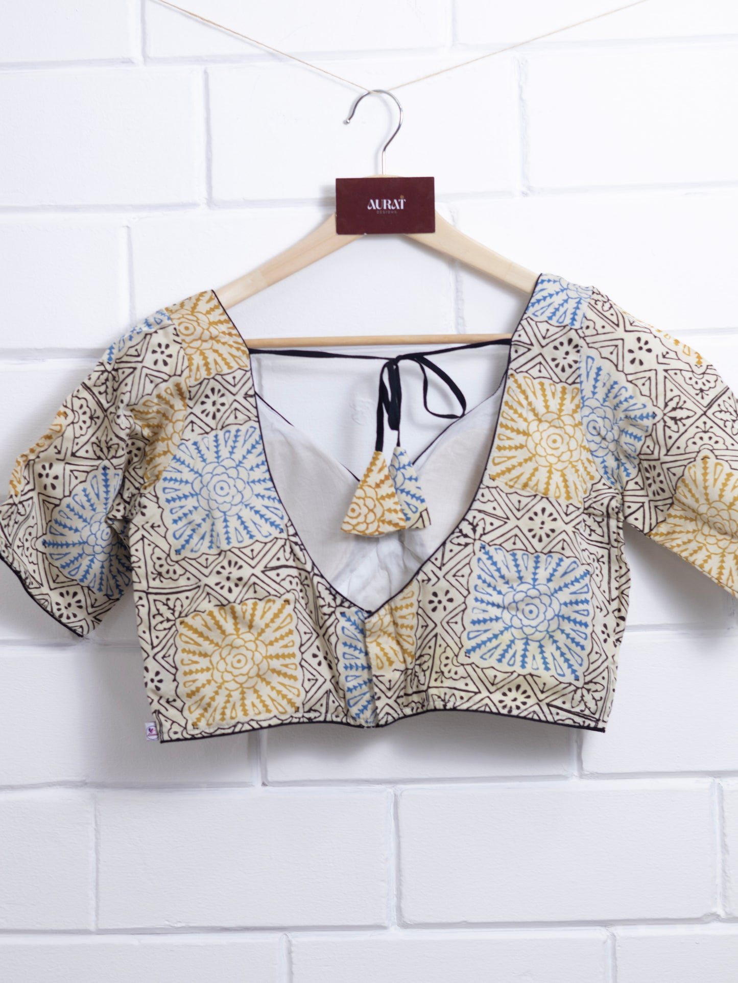 Modal silk  ajrakh ready made blouse-B104