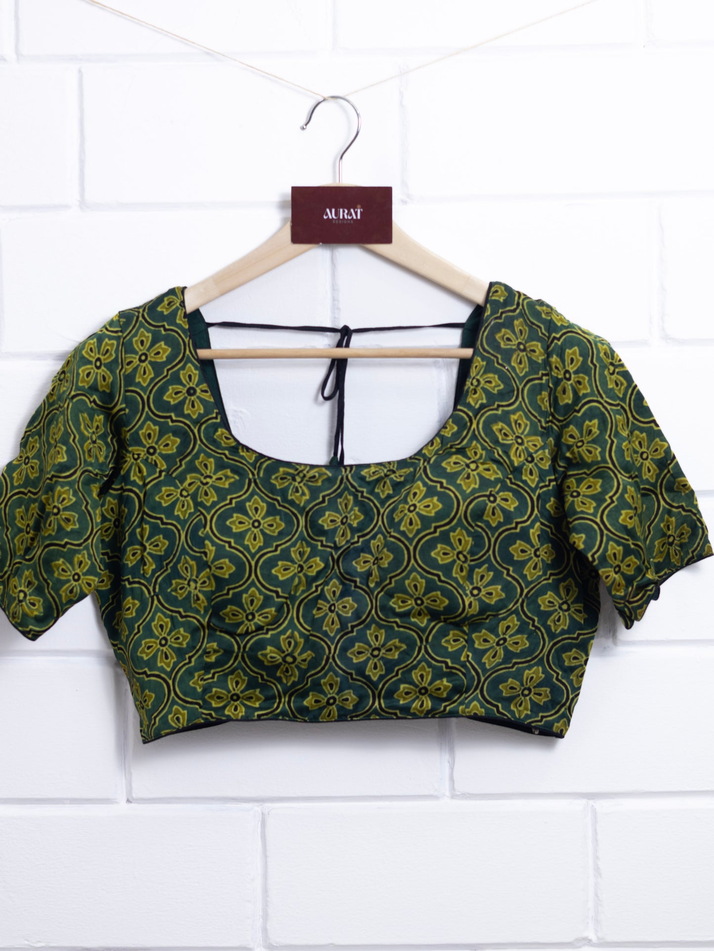 Modal silk  ajrakh ready made blouse-B101