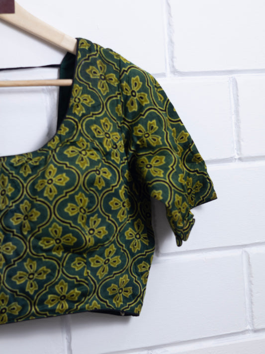 Modal silk  ajrakh ready made blouse-B101