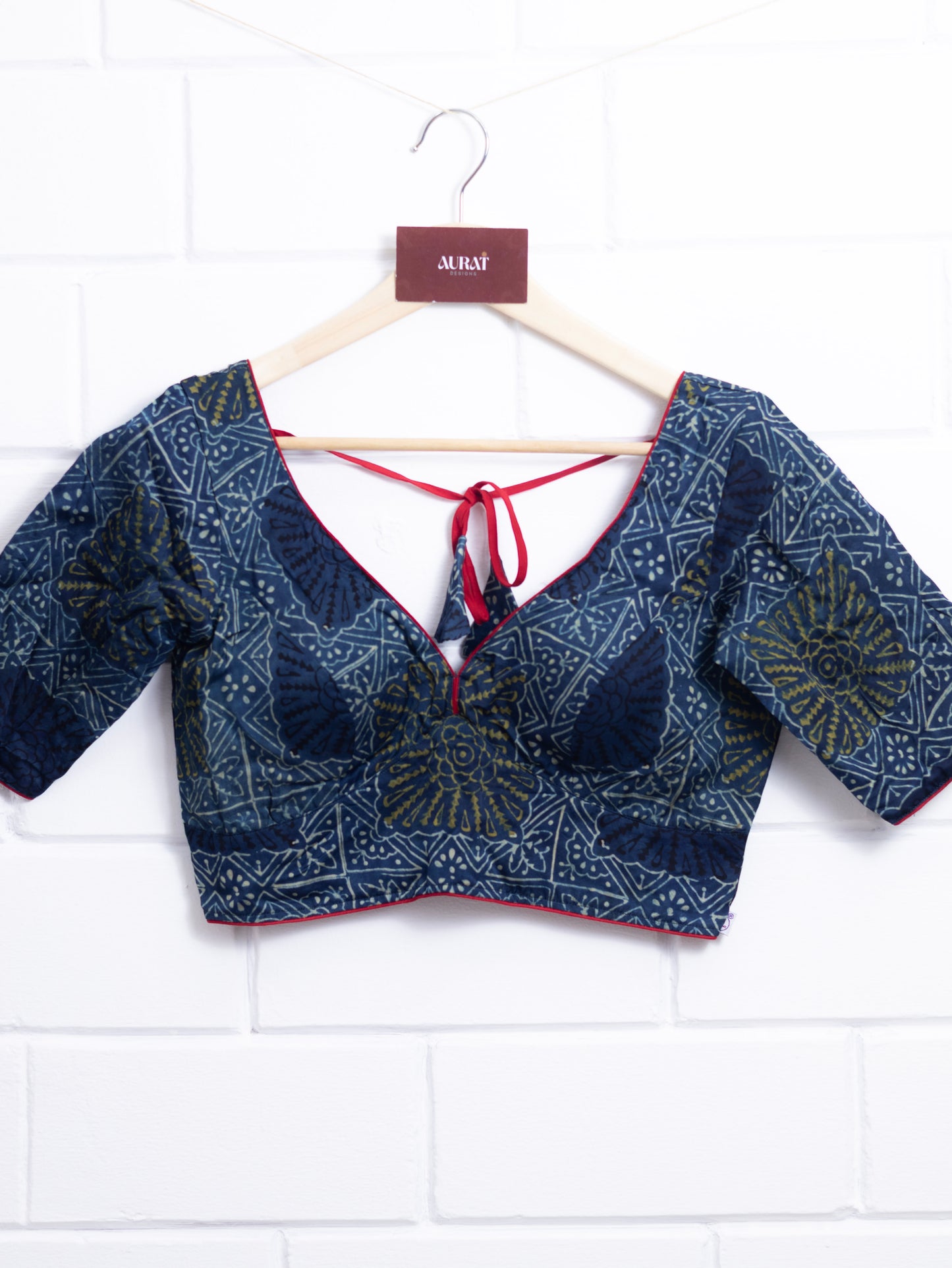 Modal silk  ajrakh ready made blouse-B100