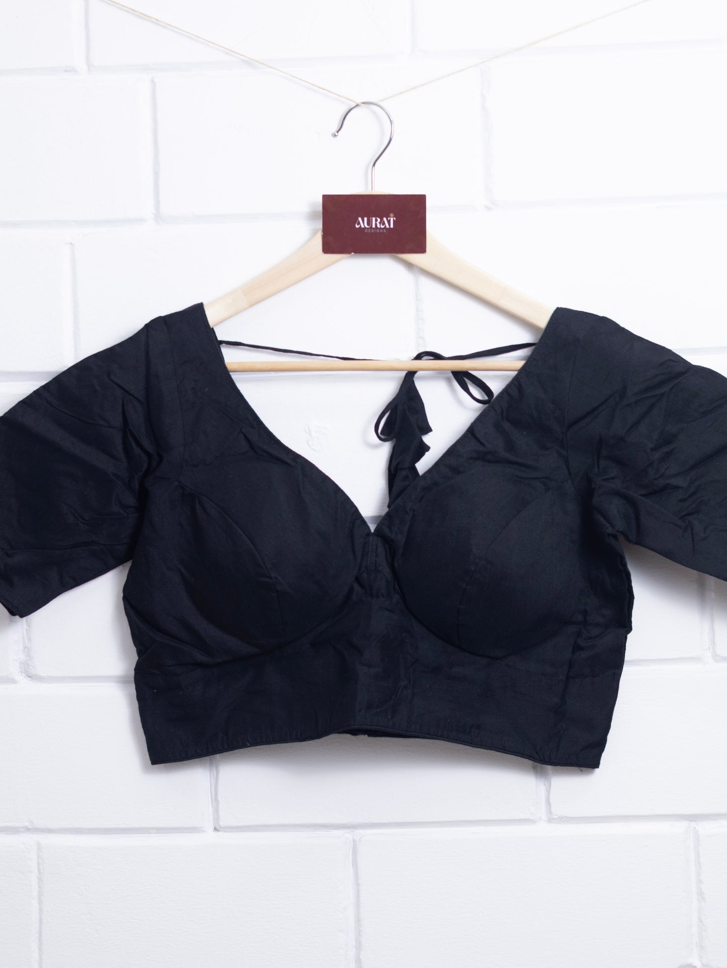 Semi silk  plain blouse for sarees -black-B125