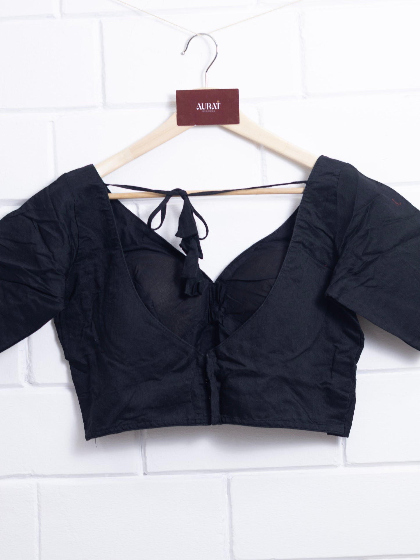 Semi silk  plain blouse for sarees -black-B125