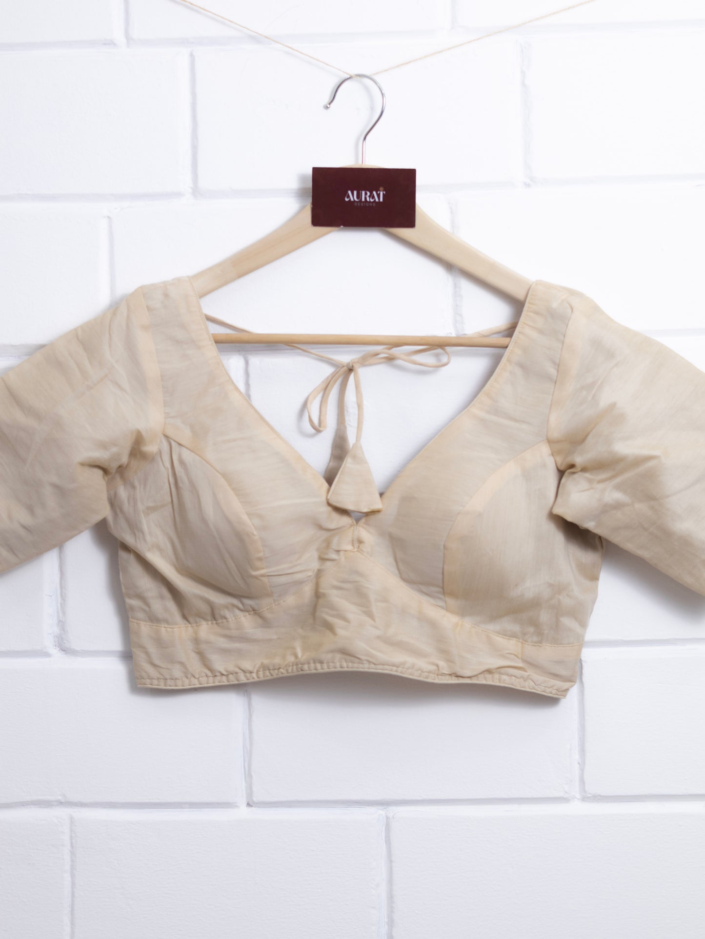 Semi silk  plain blouse for sarees -cream-B127