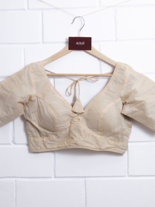 Semi silk  plain blouse for sarees -cream-B127