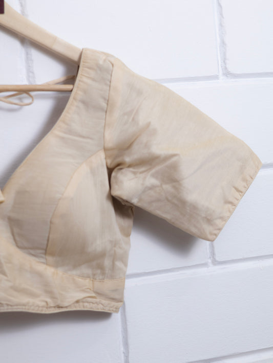 Semi silk  plain blouse for sarees -cream-B127