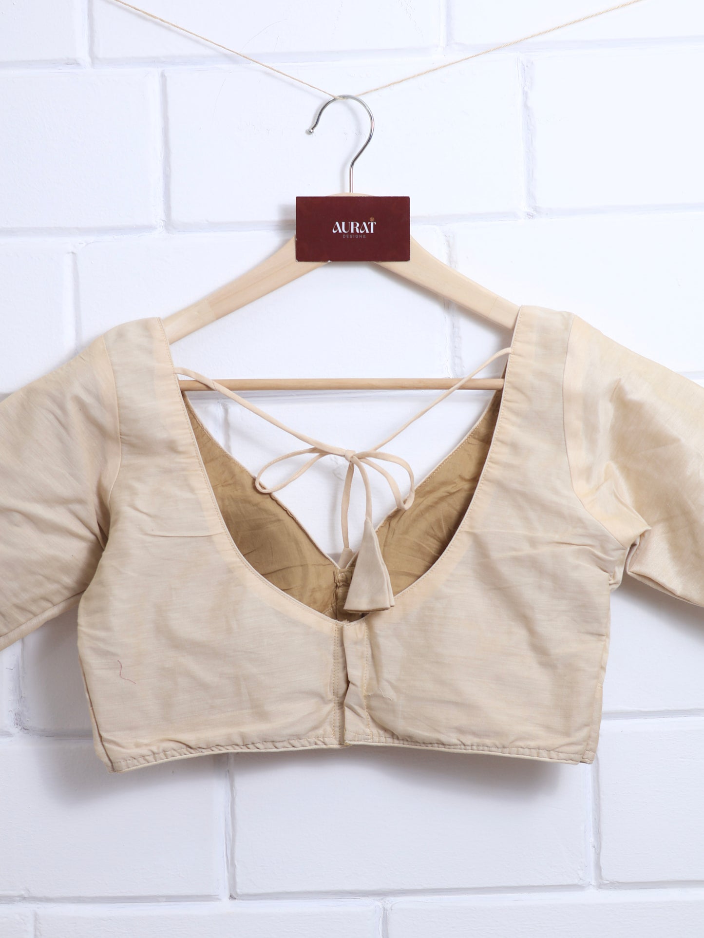 Semi silk  plain blouse for sarees -cream-B127