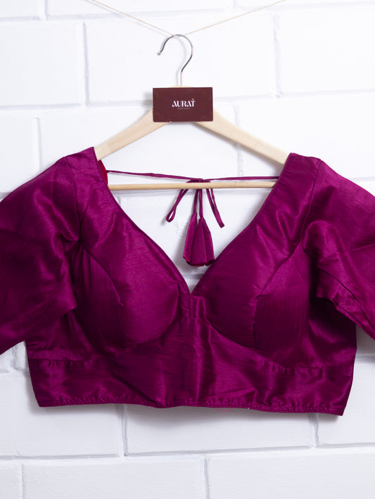 Semi silk  plain blouse for sarees -magenta-B128