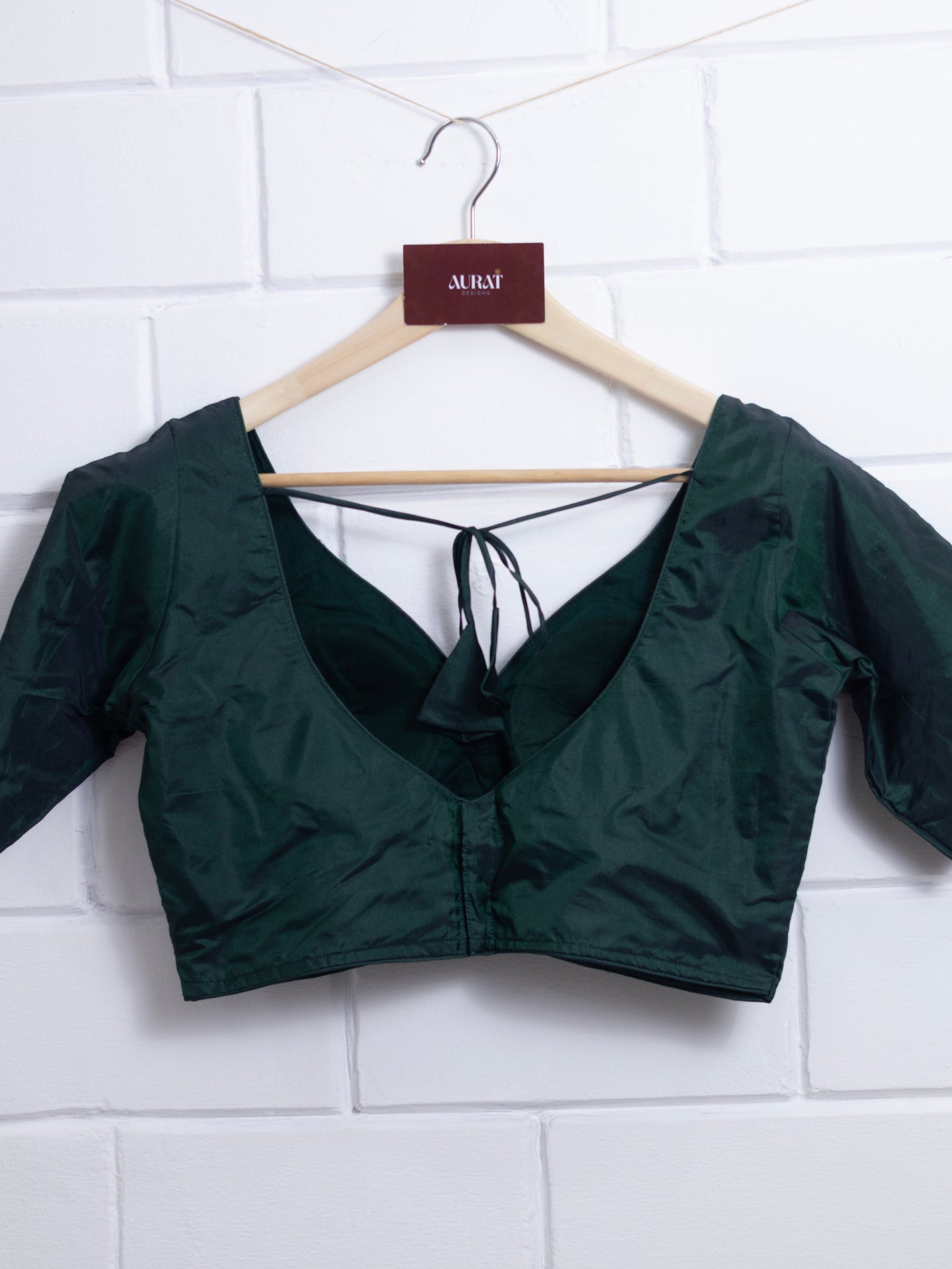 Semi silk  plain blouse for sarees -bottle green-B129