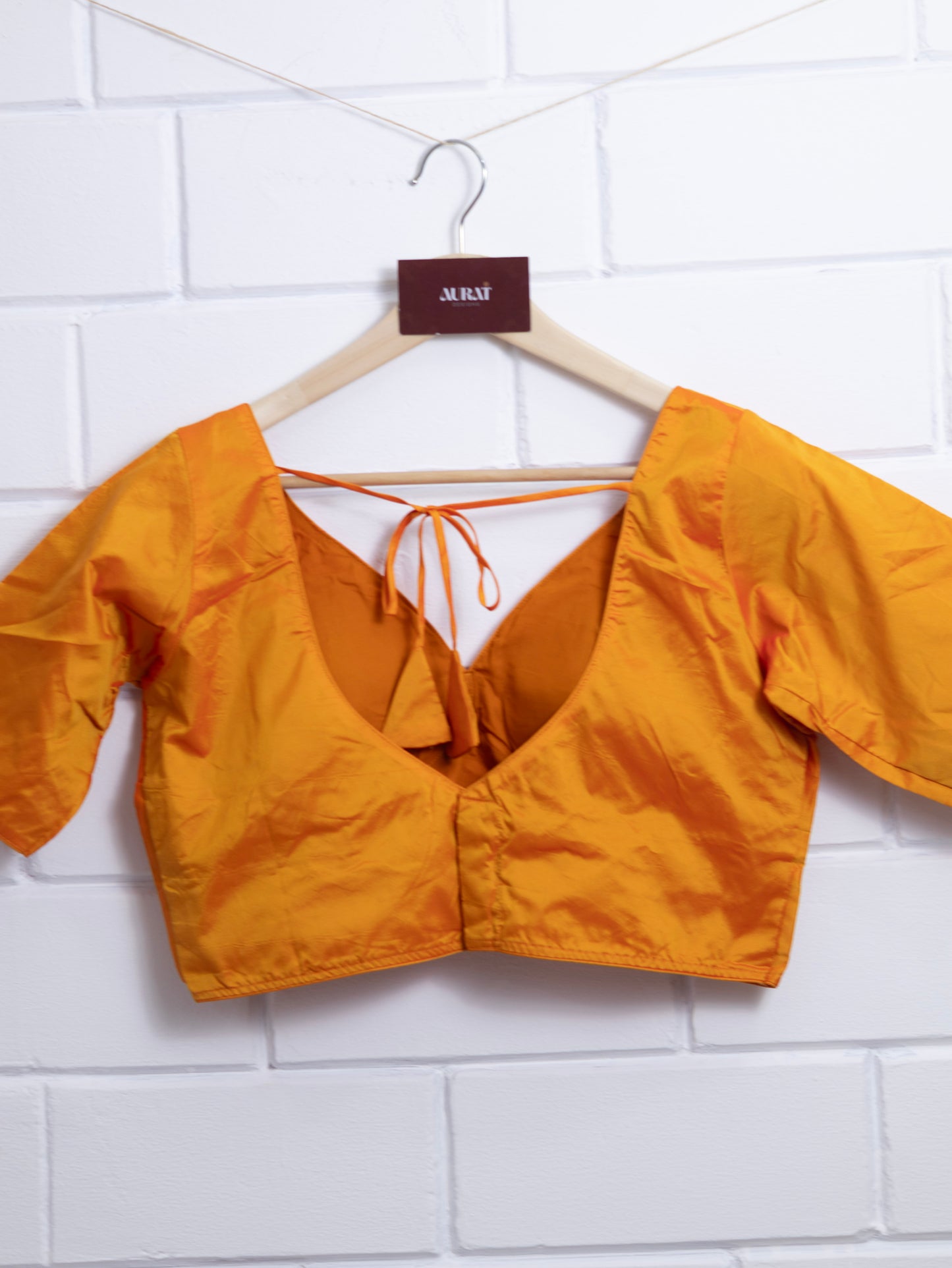 Semi silk  plain blouse for sarees -dark yellow-B130