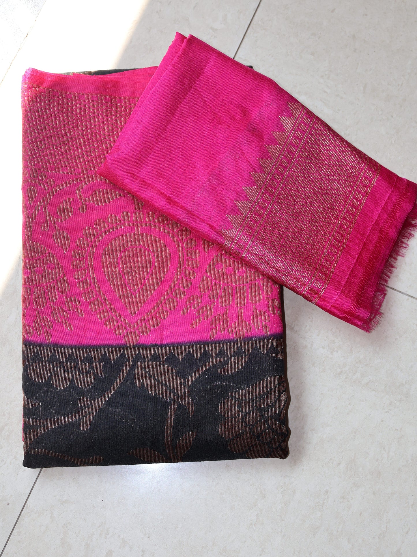 Black banarasi kataan semi silk saree-SA263