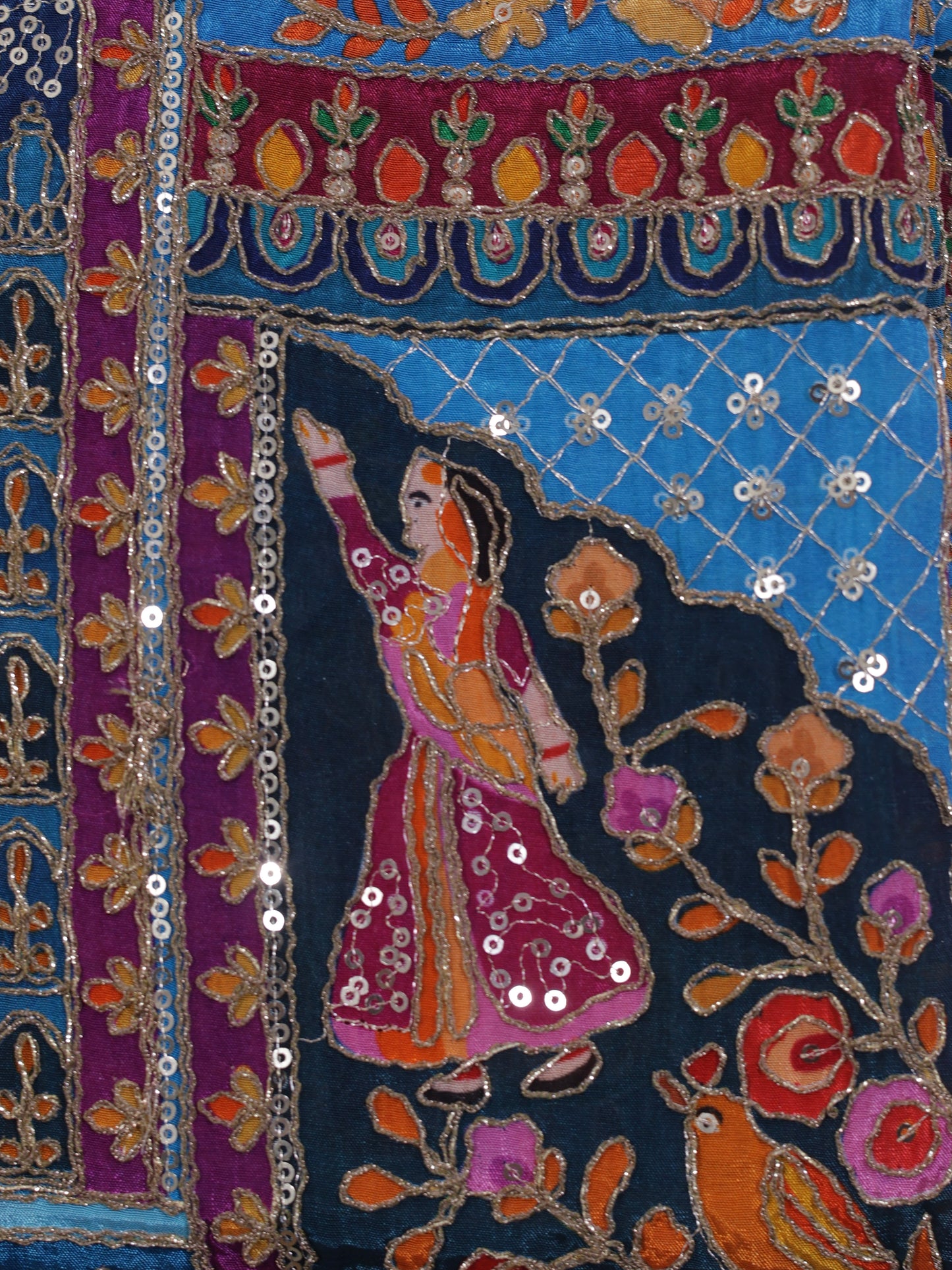 Blue viscose organza saree with designer blouse piece-S260