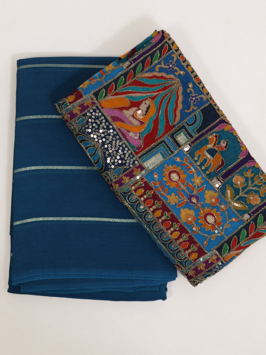 Classic Whisper – Dark blue Soft organza Silk Saree & Designer Blouse