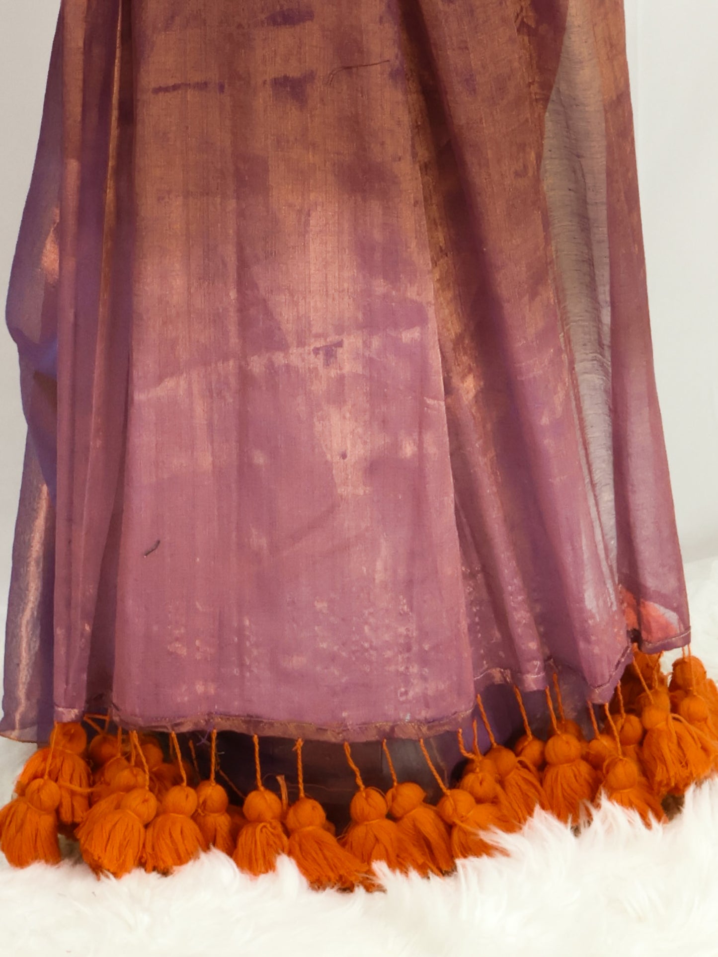 Golden & lavender combination  tissue saree - S210