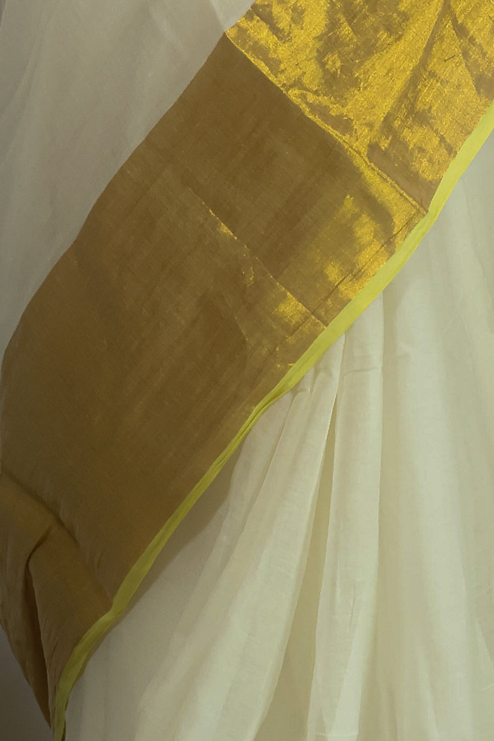 Off white golden zari border mul cotton saree-S196