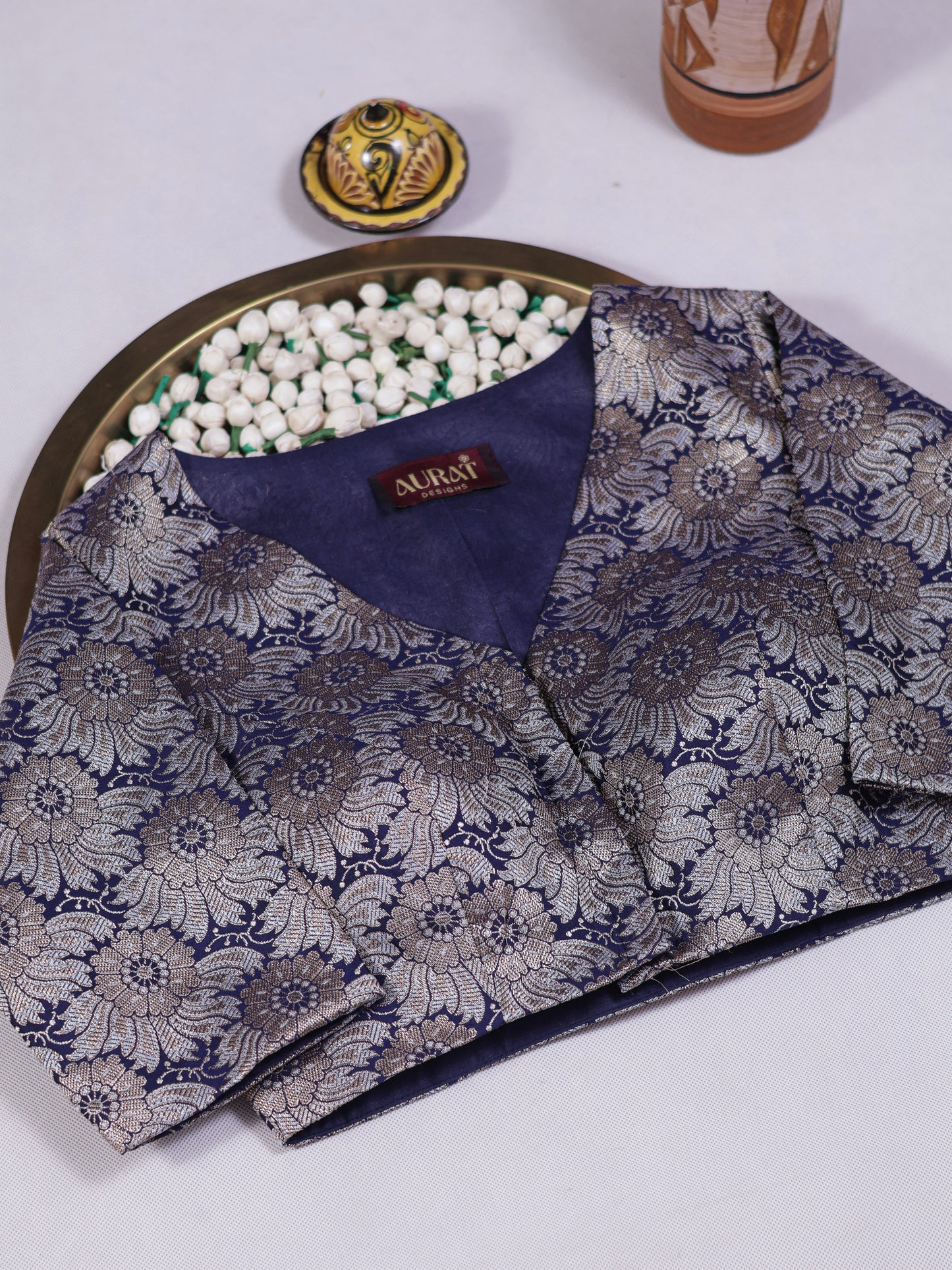 Moonlit Silver Tissue Saree with brocade blouse