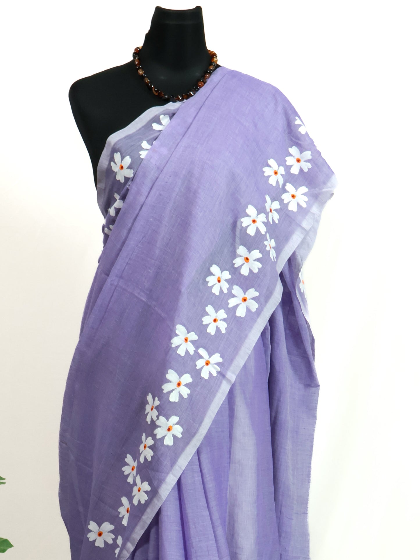 Lavender color shiuli mul cotton saree-S180