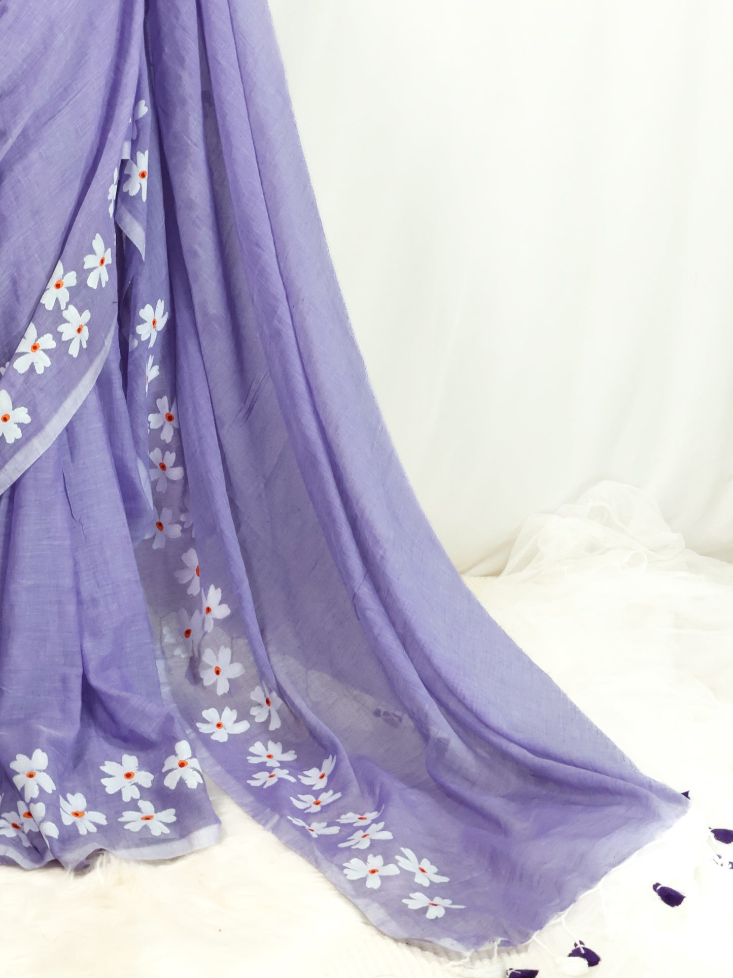 Lavender color shiuli mul cotton saree-S180