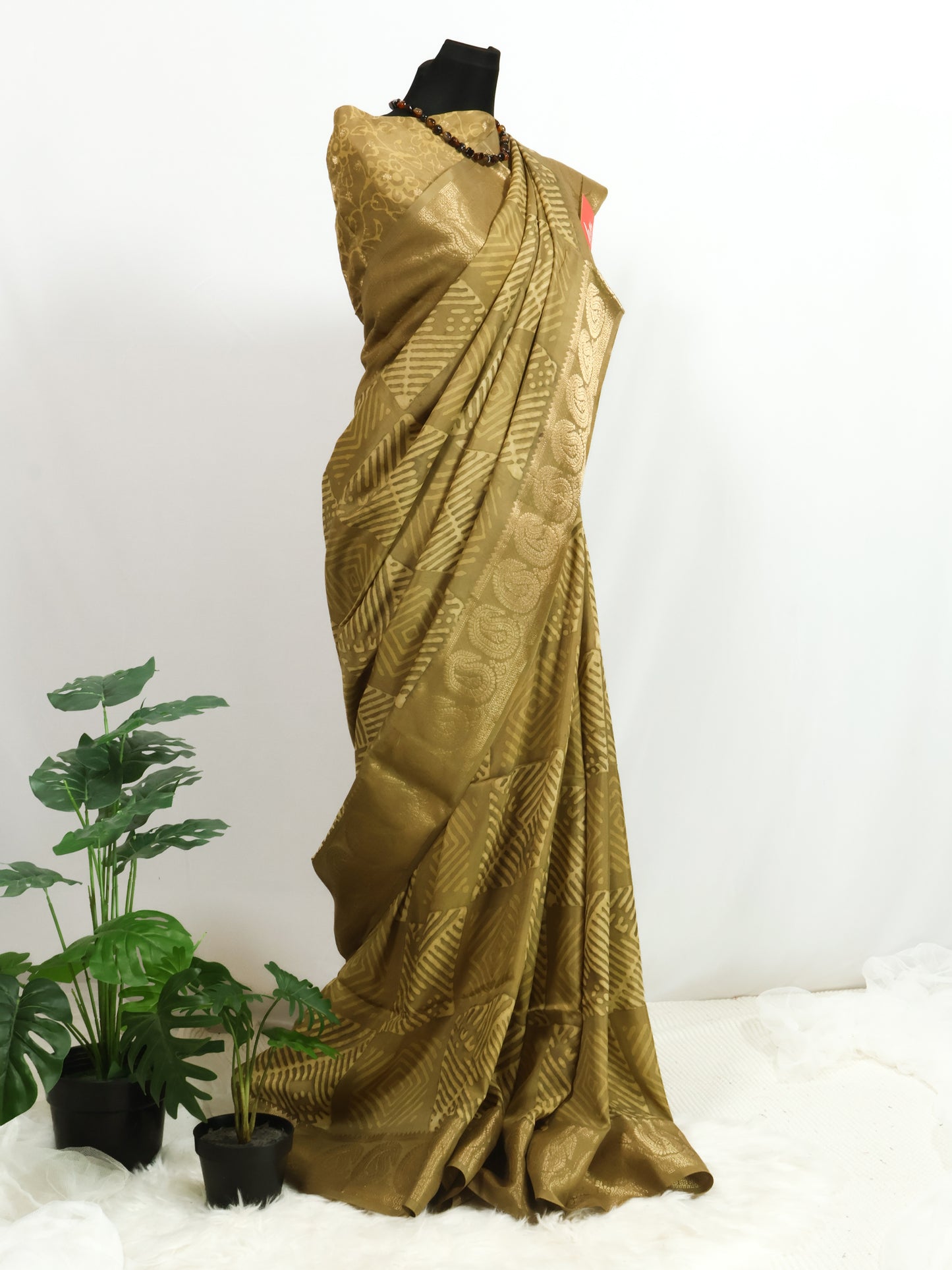 Russian silk bagru/dabu printed silk saree-S164