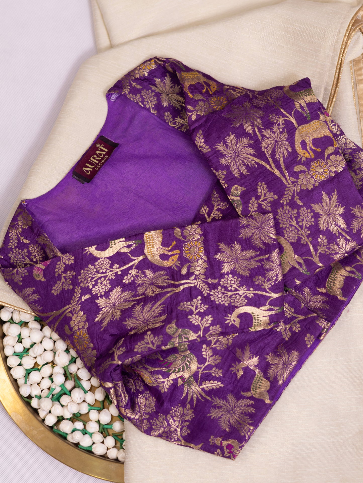 Ivory Lavender Muse- linen tissue saree with lavender blouse