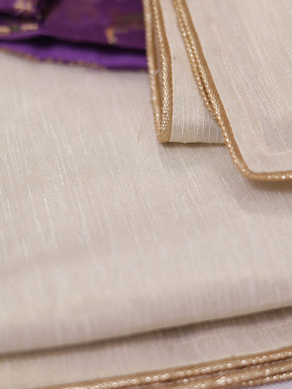 Ivory Lavender Muse- linen tissue saree with lavender blouse