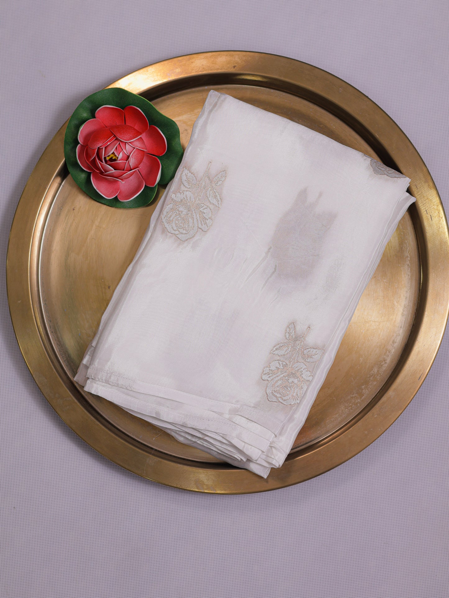 Ivory Rose Heirloom- soft silk saree with floral  brocade blouse
