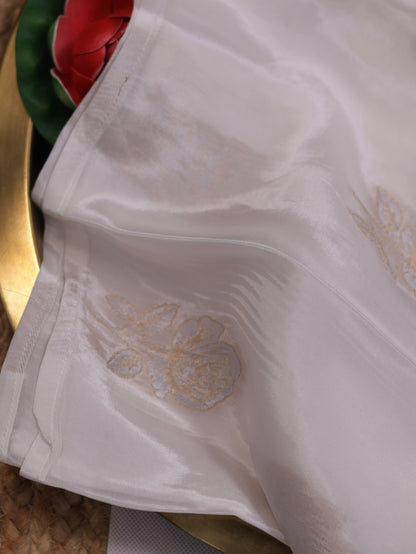 Ivory Rose Heirloom- soft silk saree with floral  brocade blouse