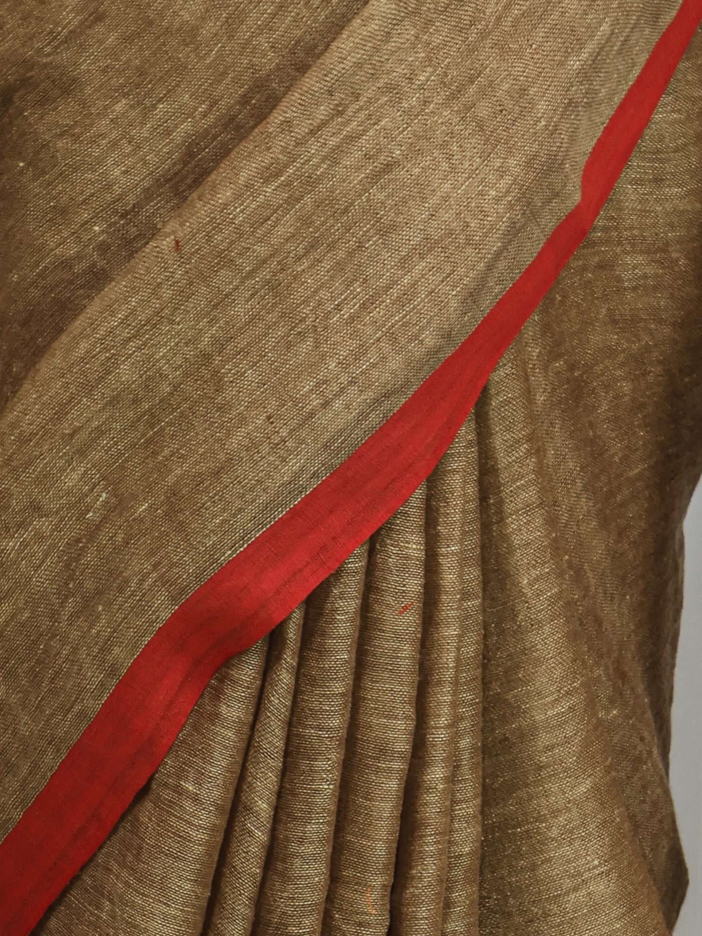 Beige color pure linen saree-S192