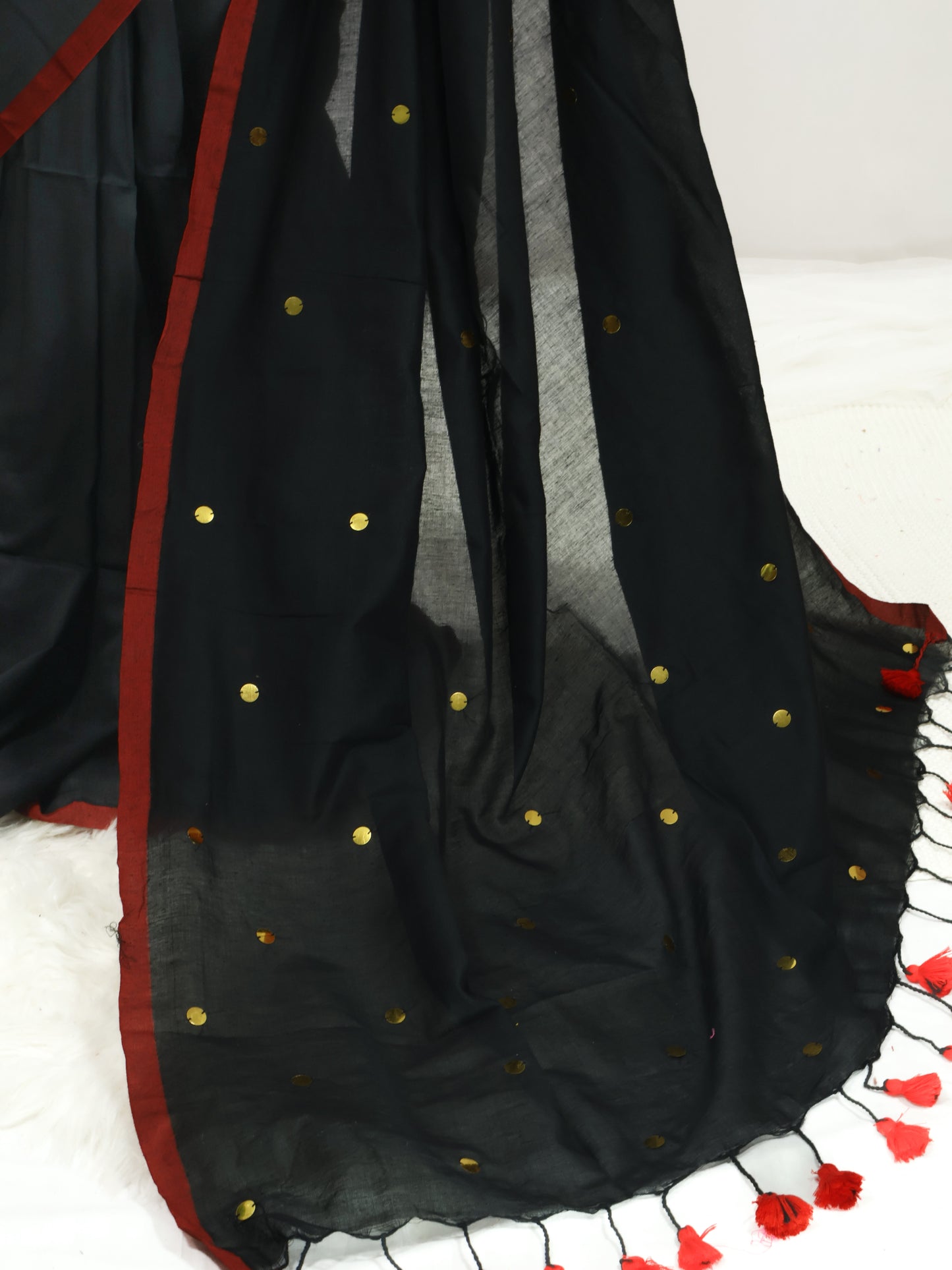 Black Khadi gini cotton saree-S227