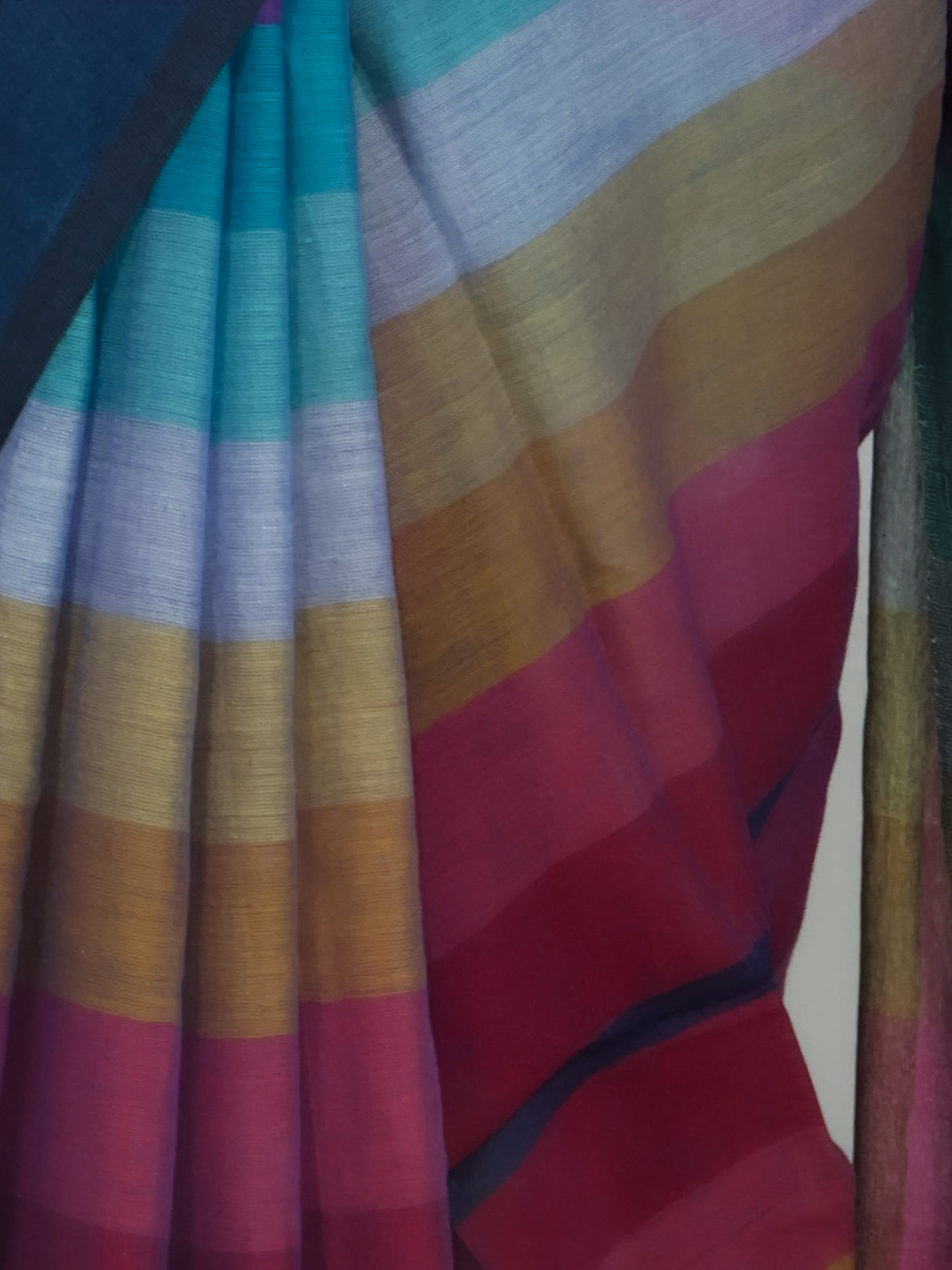 Rainbow naviblue border mul cotton saree-S231