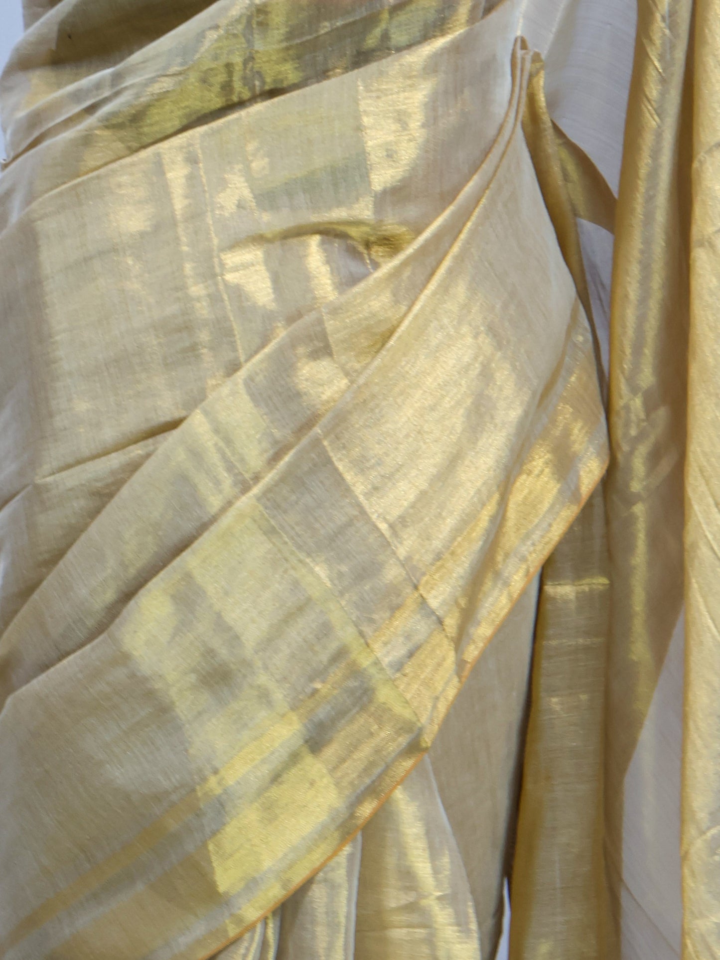 Golden Linen tissue saree -S185