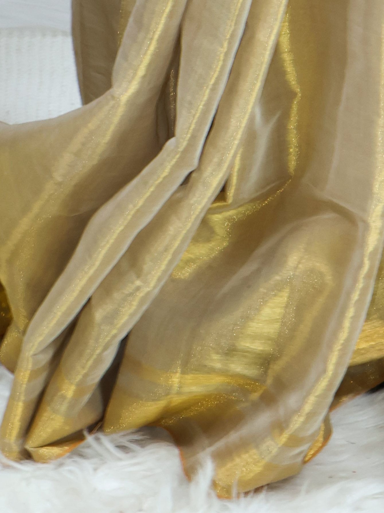 Golden Linen tissue saree -S185