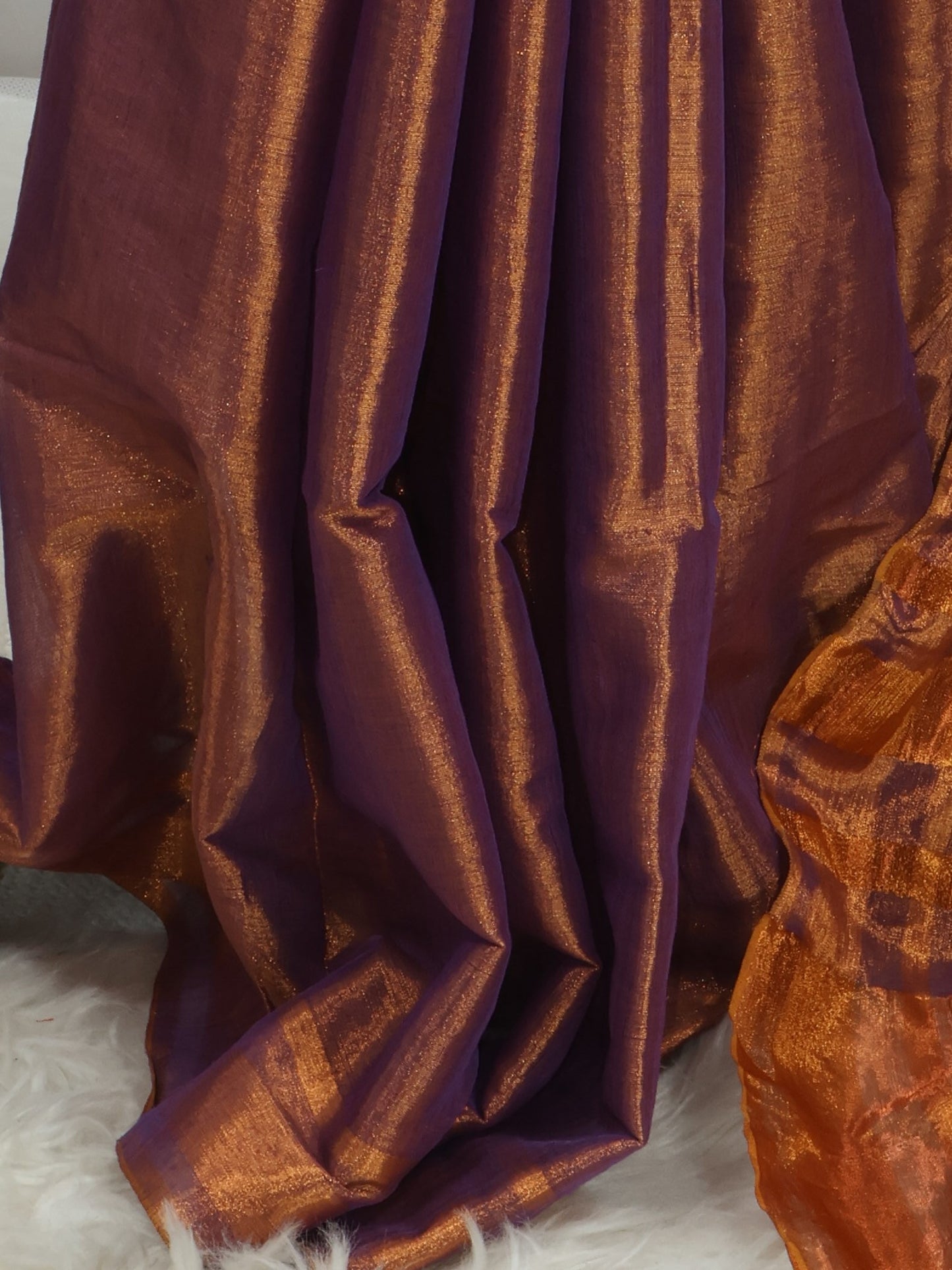 Copper Linen tissue saree -S186