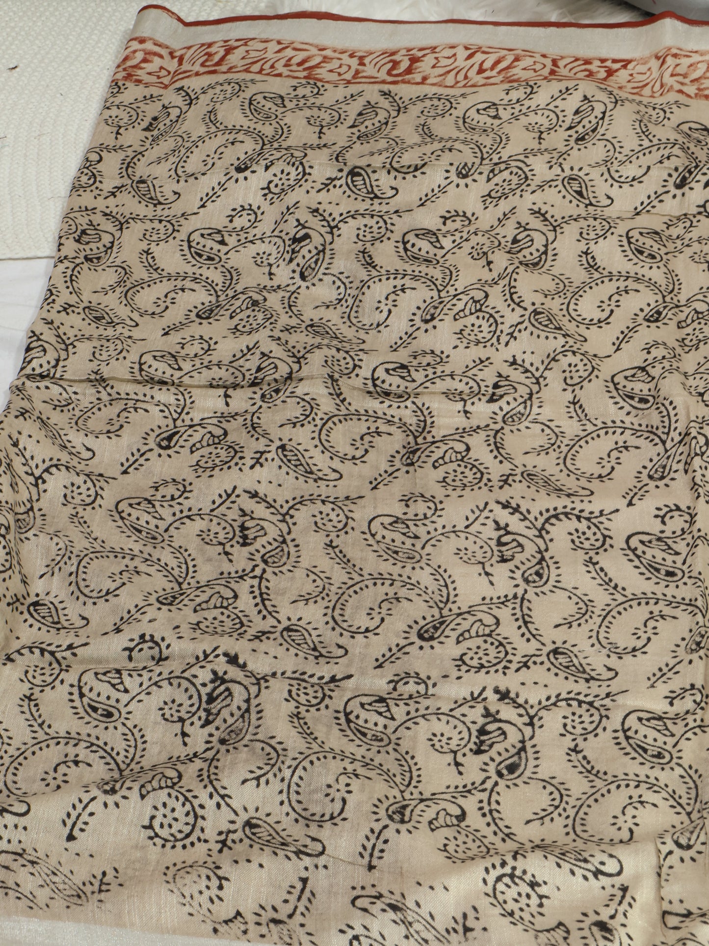 Bagru/dabu printed Linen-cotton saree-S151