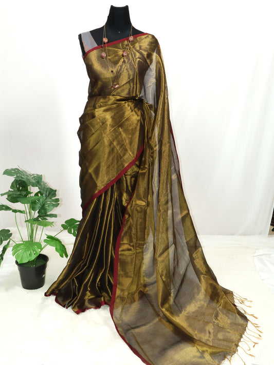 Golden raga tissue saree-S146