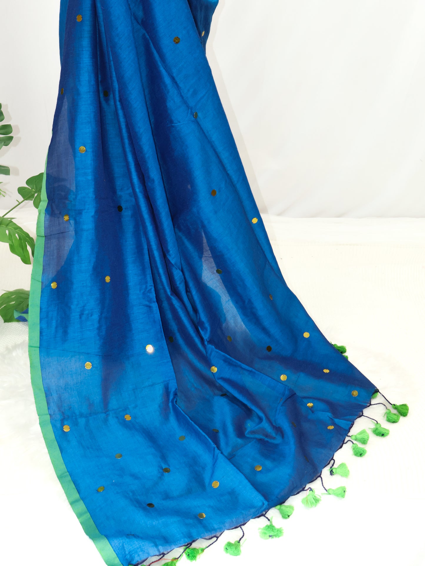 Blue Khadi gini cotton saree-S230