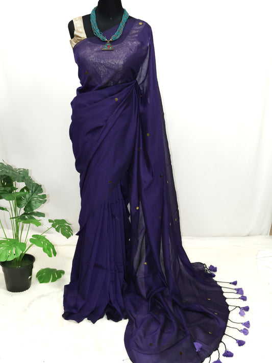 Violet Khadi gini cotton saree-S120